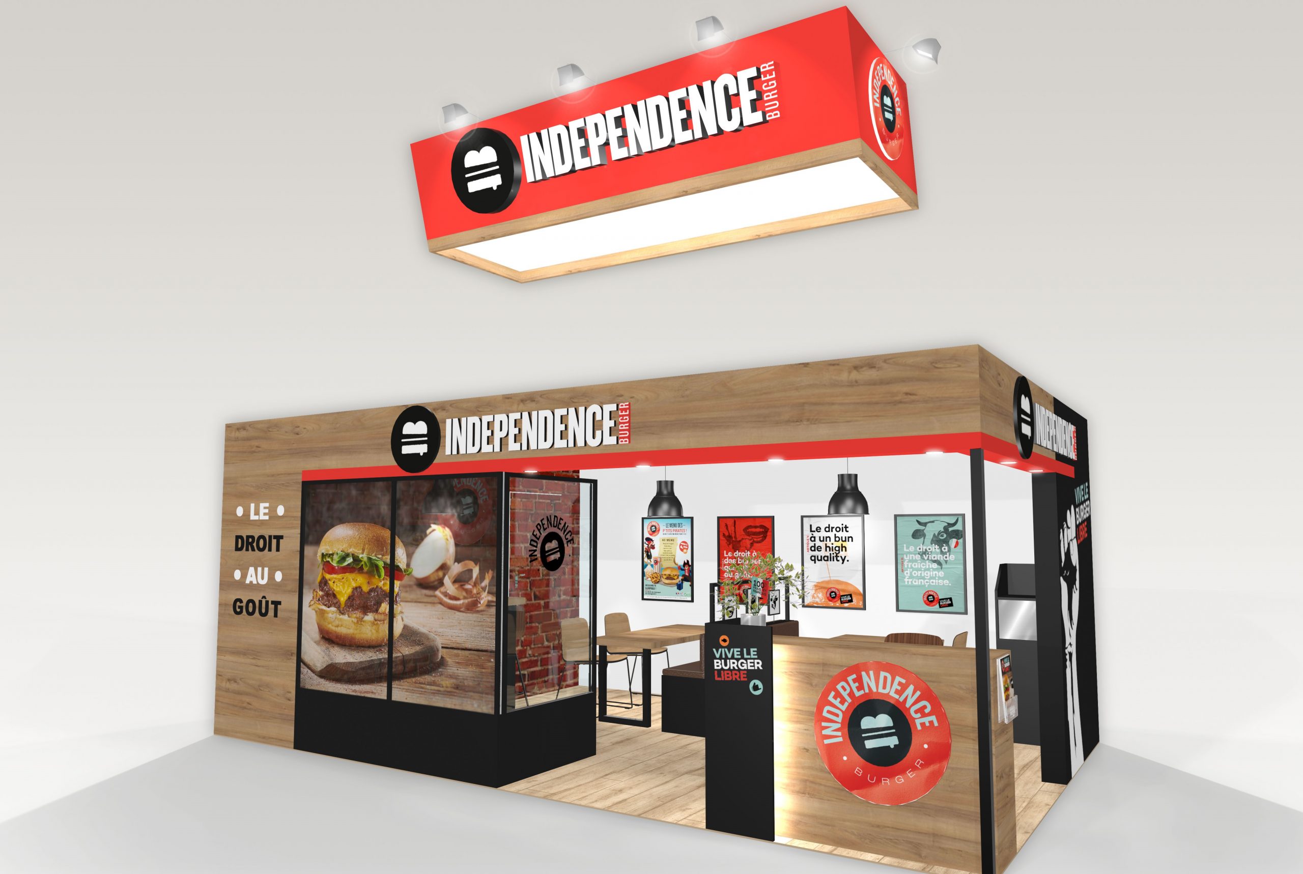 Stand sur-mesure INDEPENDENCE BURGER sur le salon FRANCHISE EXPO