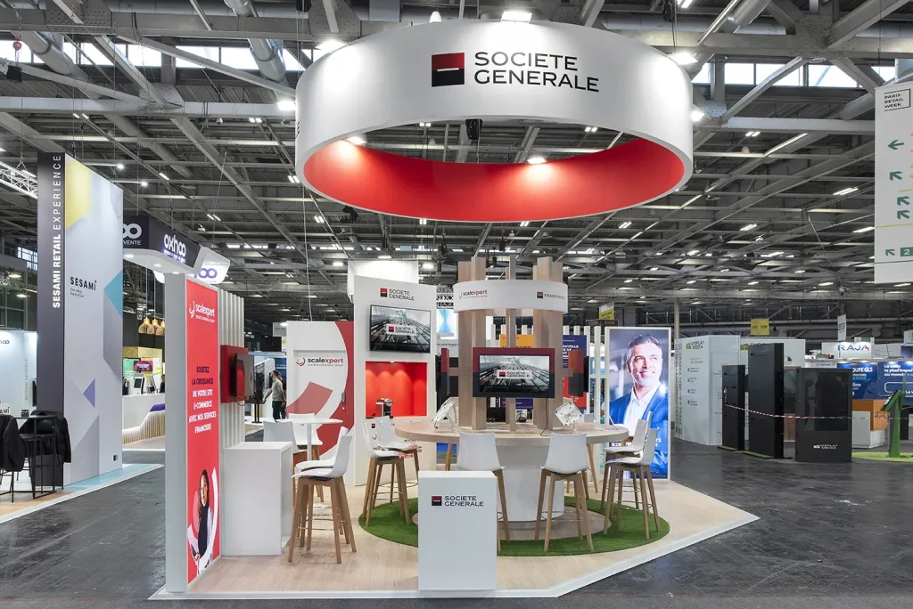Salon sur-mesure de la Société Général au salon Paris Retail Week conçu et réalisé par R2 Stand