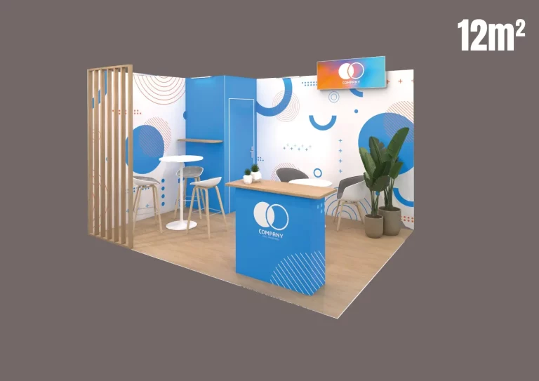 Design d'un stand modulaire de 12m2 : Flexible et adaptable