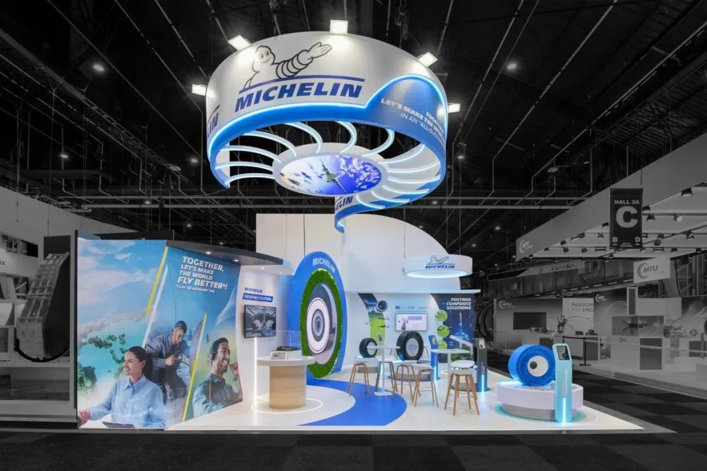 Stand sur-mesure Michelin - Vue globale au salon internationale de l'aéronautique et de l'espace
