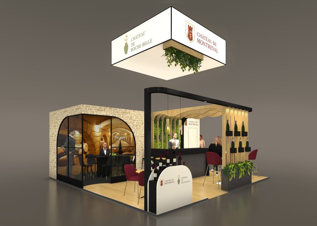 2025 PHOTO STAND CHATEAU DE MONTREVAL WINE PARIS VUE ANGLE GAUCHE