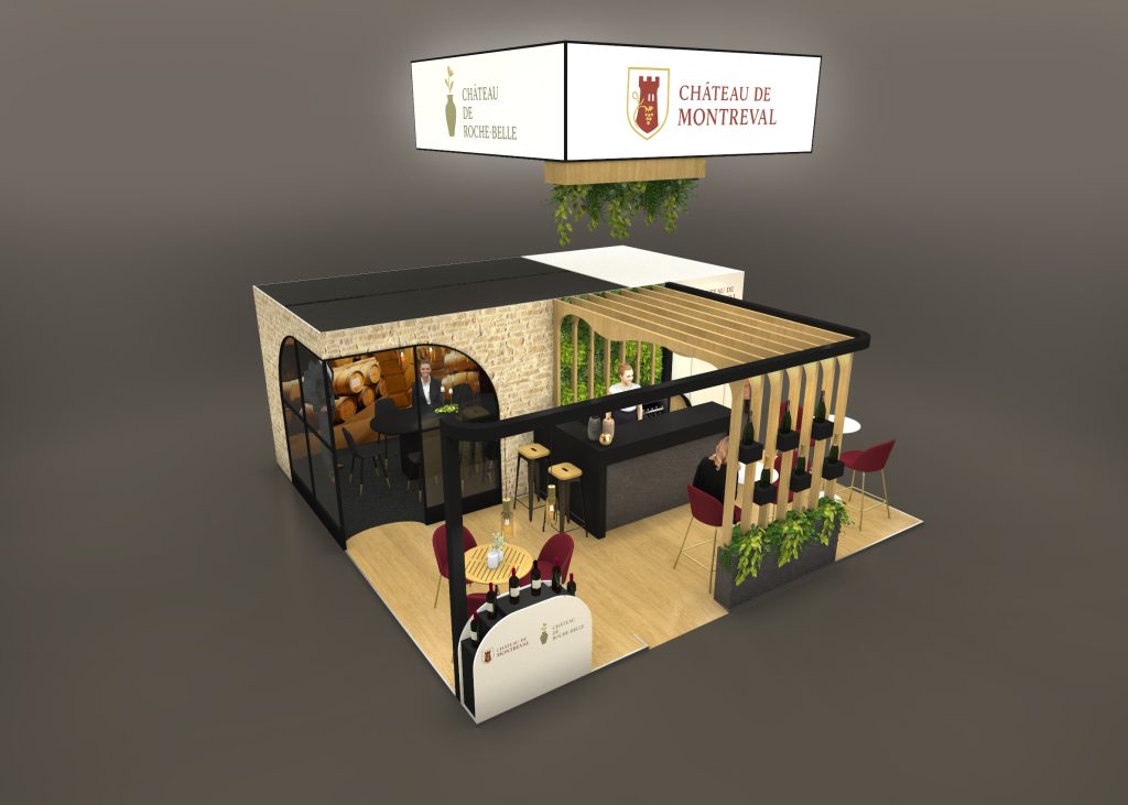 2025 PHOTO STAND CHATEAU DE MONTREVAL WINE PARIS VUE AERIENNE ANGLE GAUCHE